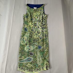 Vintage Tessuto Dress Womens 4 Paisley Midi Sleeveless Lined Made USA Boho 90s